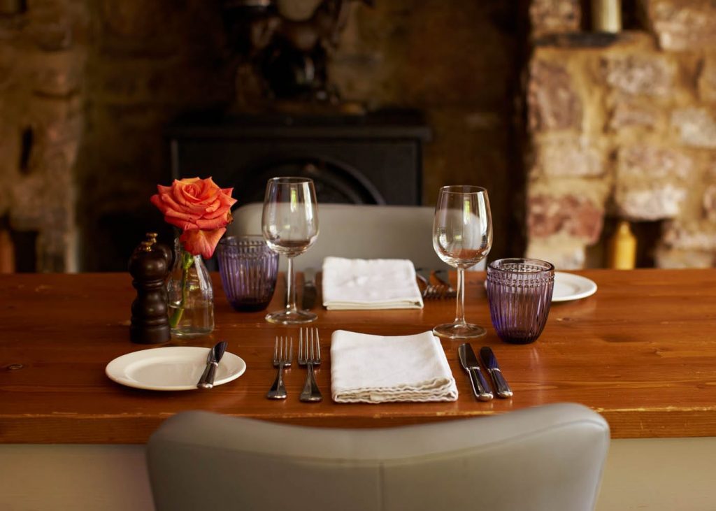 Dining at the Tudor Farmhouse Hotel, accommodation Forest of Dean