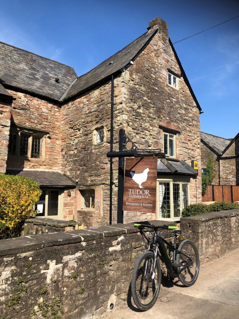 e-bike outside Tudor Farmhouse